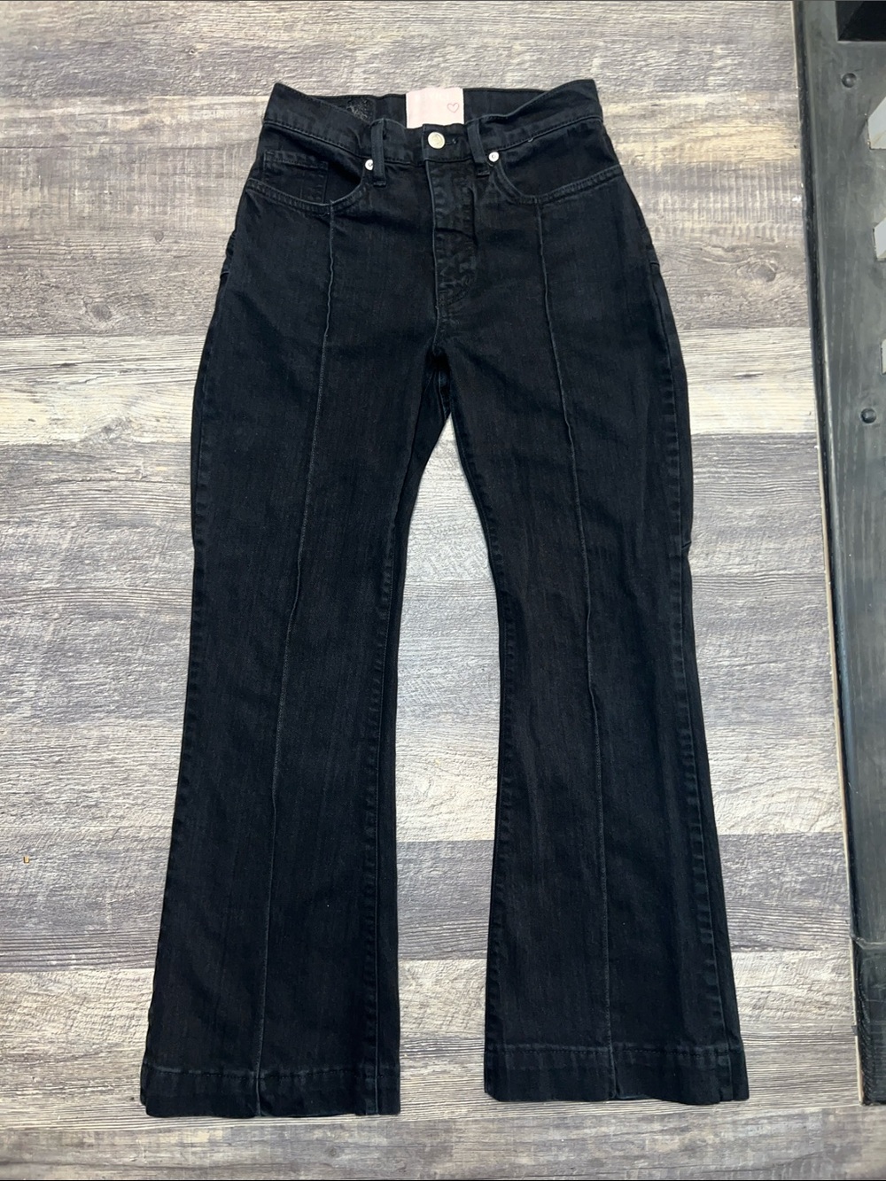 REVICE Black High Rise Flare Jeans Front Seam Y2K Size 27